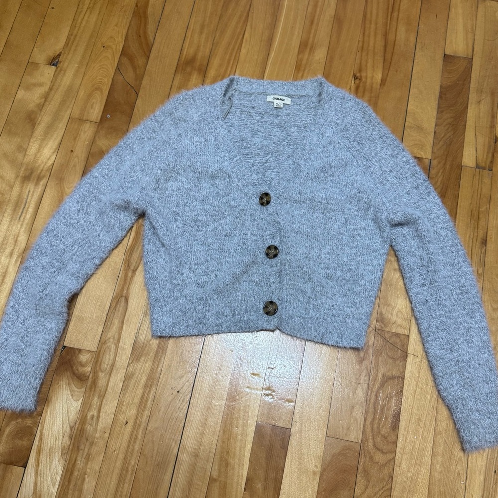 Fuzzy grey cardigan